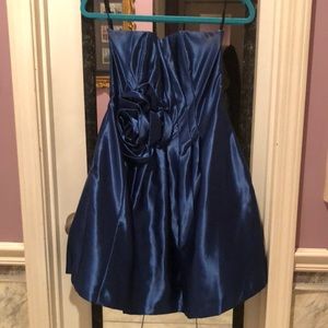 Jessica McClintock Blue Satin Cocktail Dress